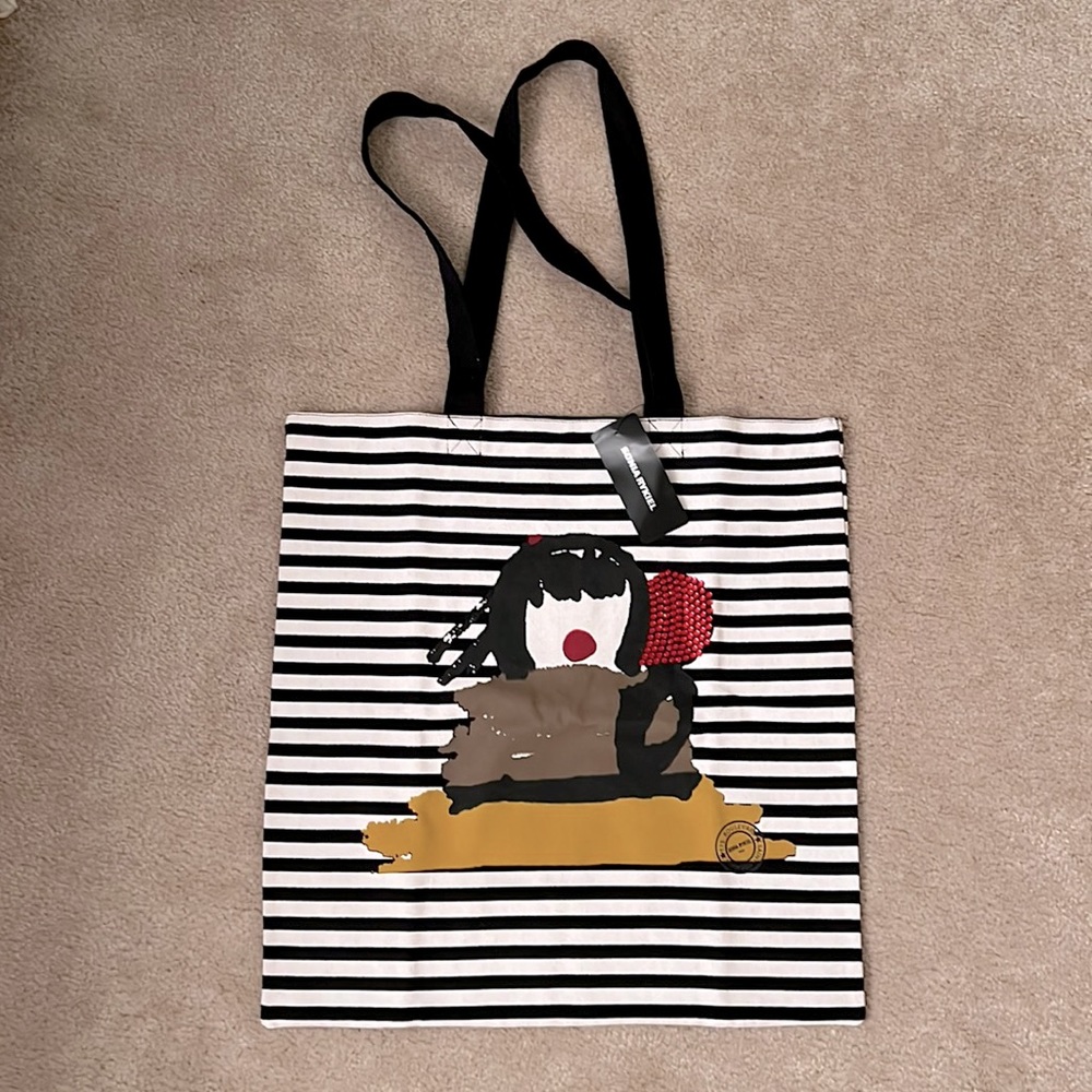 Sonia Rykiel black and white with design tote bag NWT